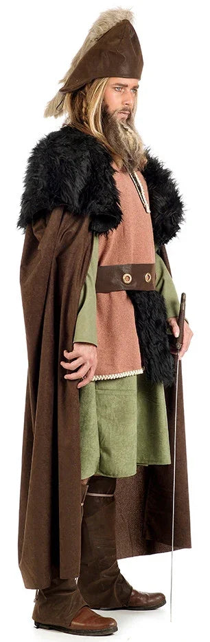 Capa Vikinga Marrón con Pelo Negro Premium Complementos Medievales de Lujo Limit Sport