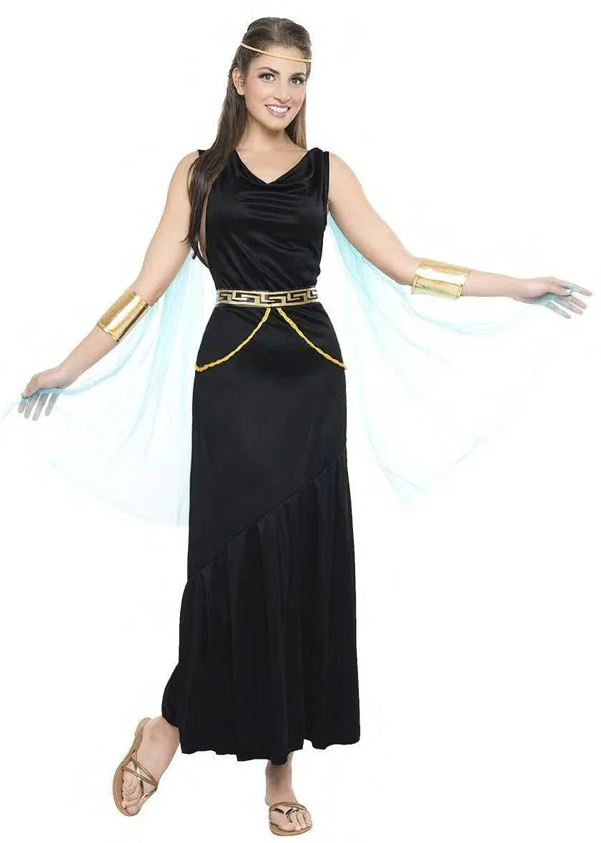 Disfraz de Dama Griega Negro para Mujer Romanos y Griegos Kimokawaii
