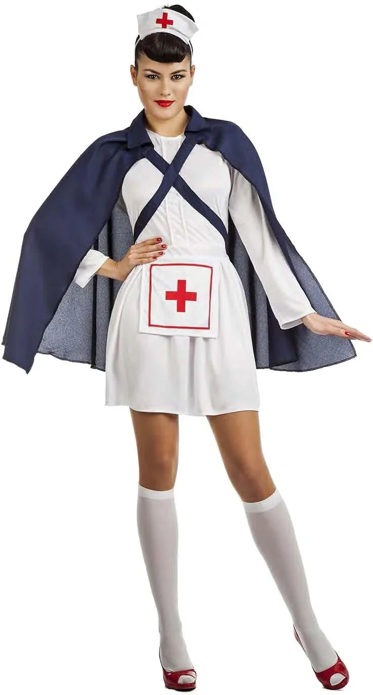 Disfraz de Enfermera con Capa para Mujer Enfermeras y Médicos Kimokawaii