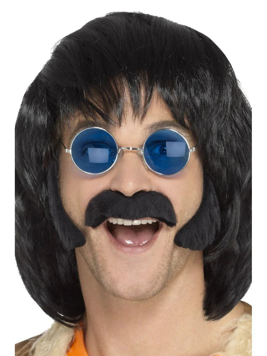 Bigote y Patillas Morenas de Hippie Complementos Hippies Smiffys