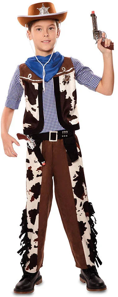 Disfraz de Vaquero Estampado Vaca para Niño Vaquero EuroCarnavales