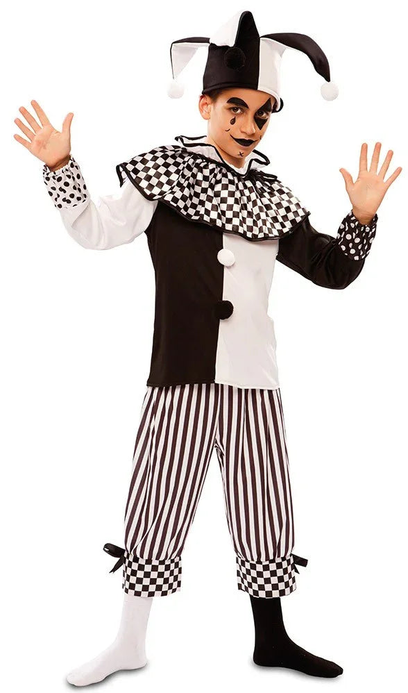 Disfraz de Arlequín Blanco y Negro para Niño Arlequines y Bufones EuroCarnavales
