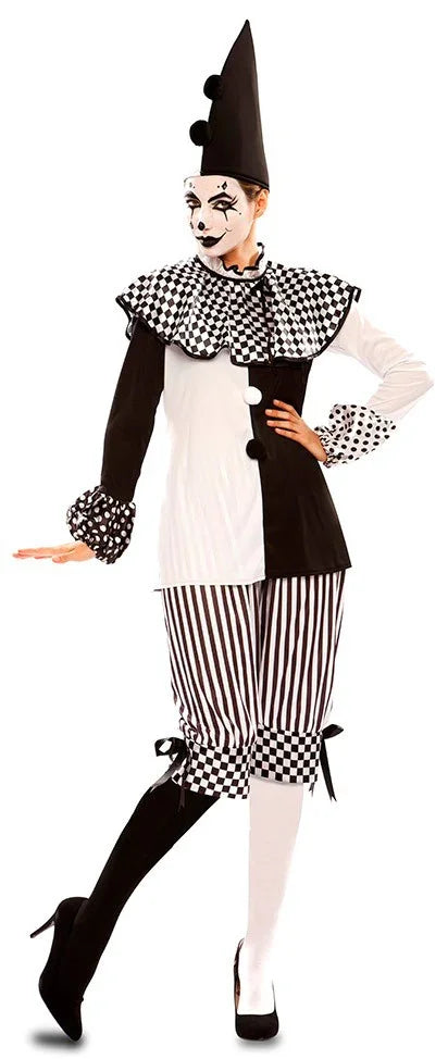 Disfraz de Arlequina Blanco y Negro para Mujer Arlequines y Bufones EuroCarnavales
