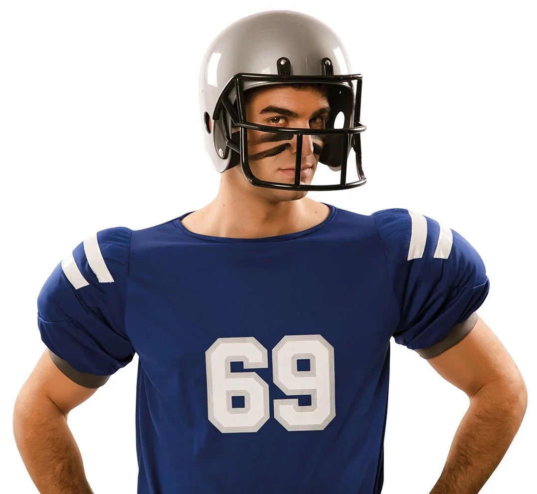 Casco de Fútbol Americano Plateado para Adulto Jugadores de Rugby EuroCarnavales