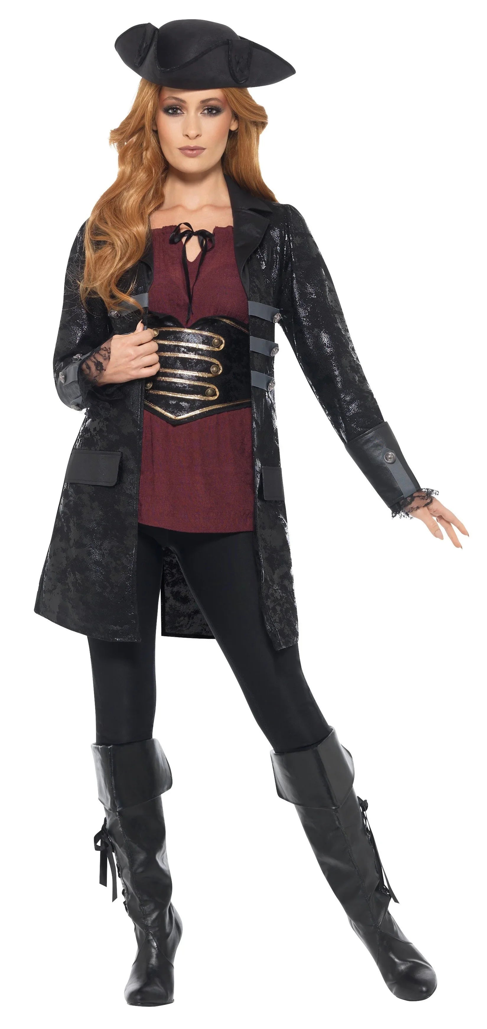 Chaqueta de Capitán Pirata Negra para Mujer Complementos Piratas Smiffys