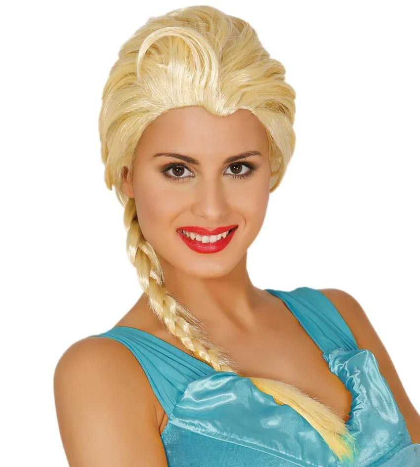 Peluca de Elsa de Frozen Rubia con Trenza Frozen Guirca