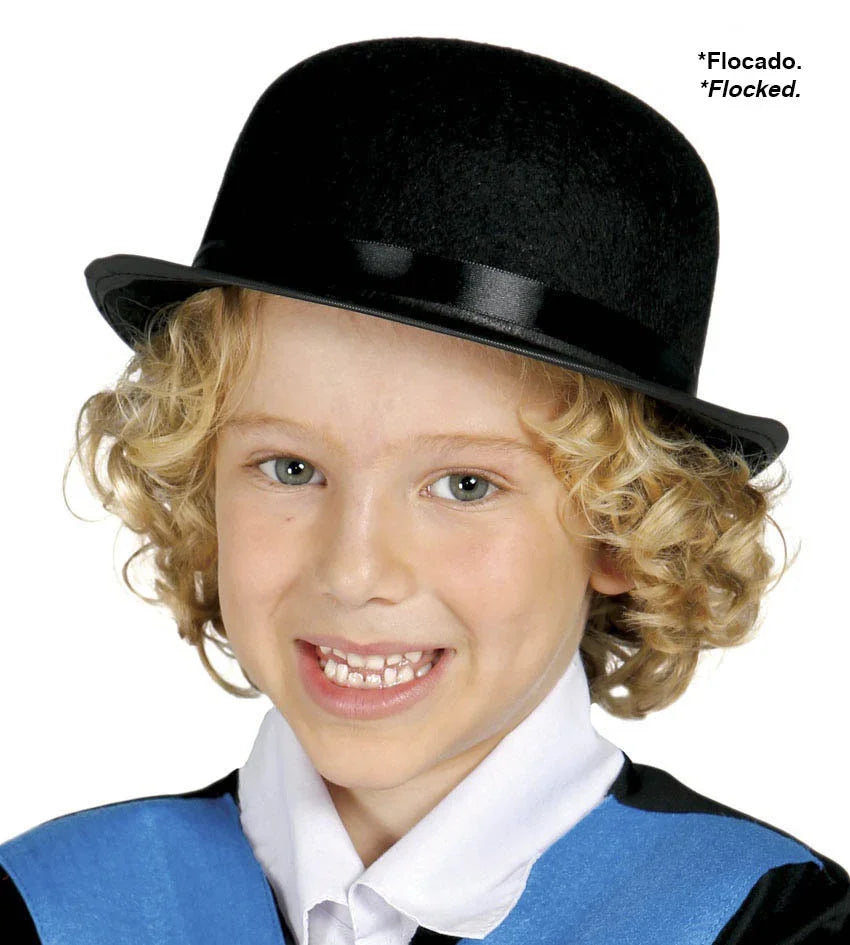 Bombín Negro de Fieltro Flocado Infantil Sombreros y Gorros Guirca