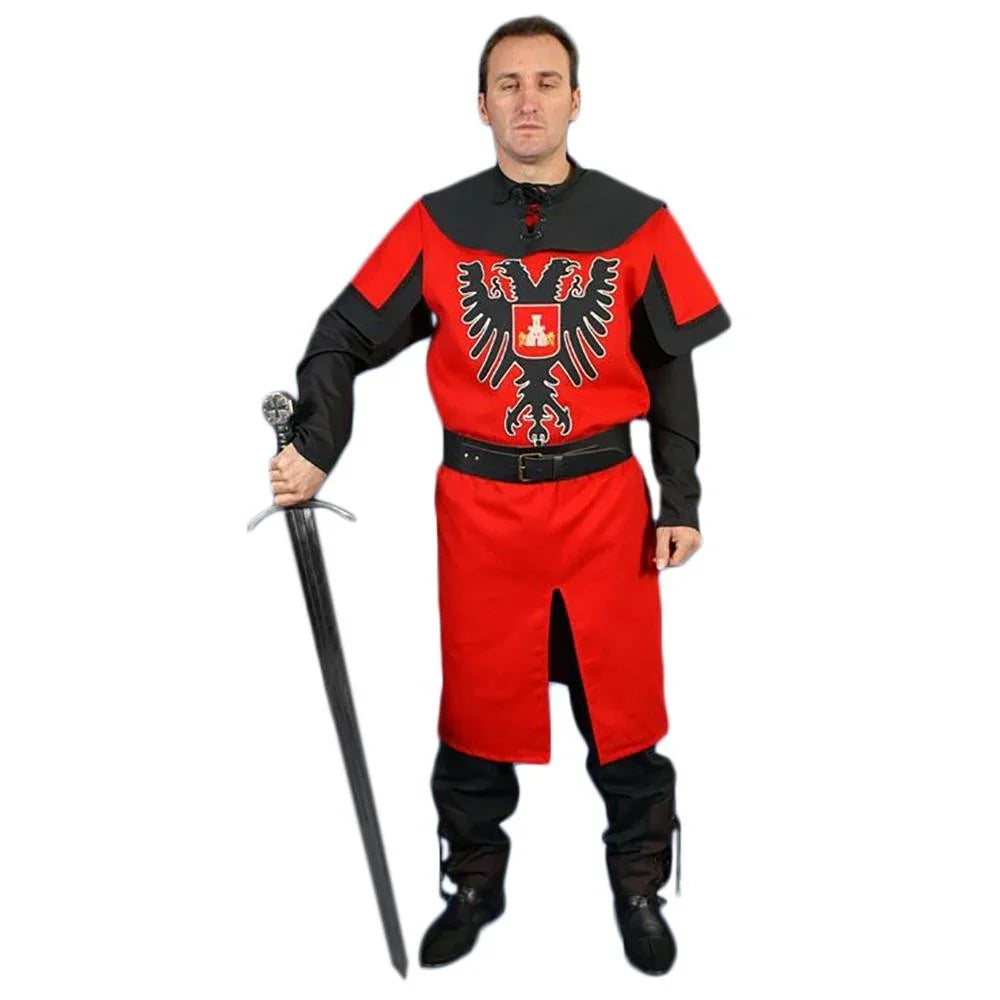 Traje Medieval Rojo con Águila Bicéfala para Hombre Caballeros y Cruzados Medievales Medieval Factory