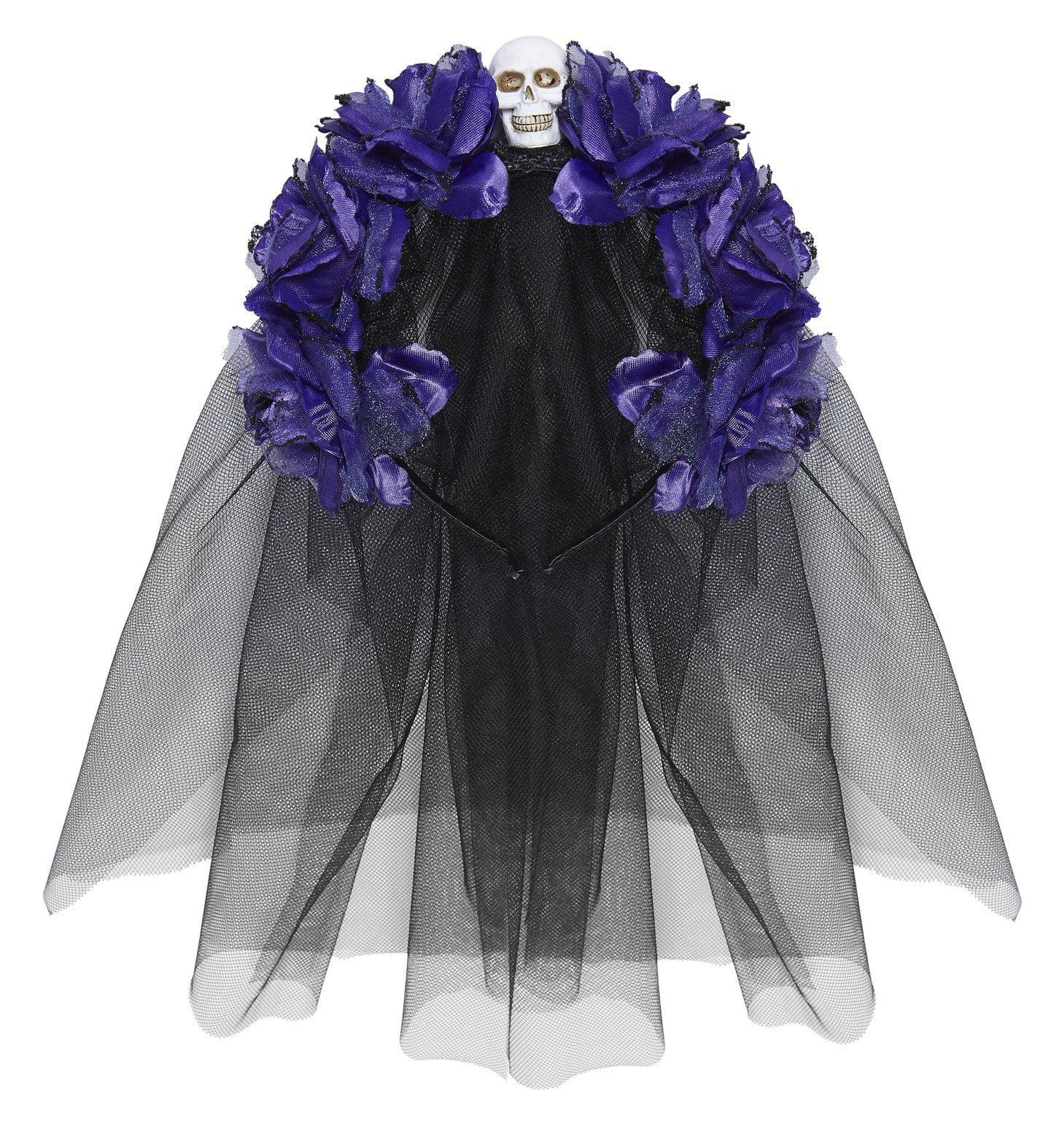 Diadema de Catrina con Rosas Moradas Accesorios Halloween Widmann