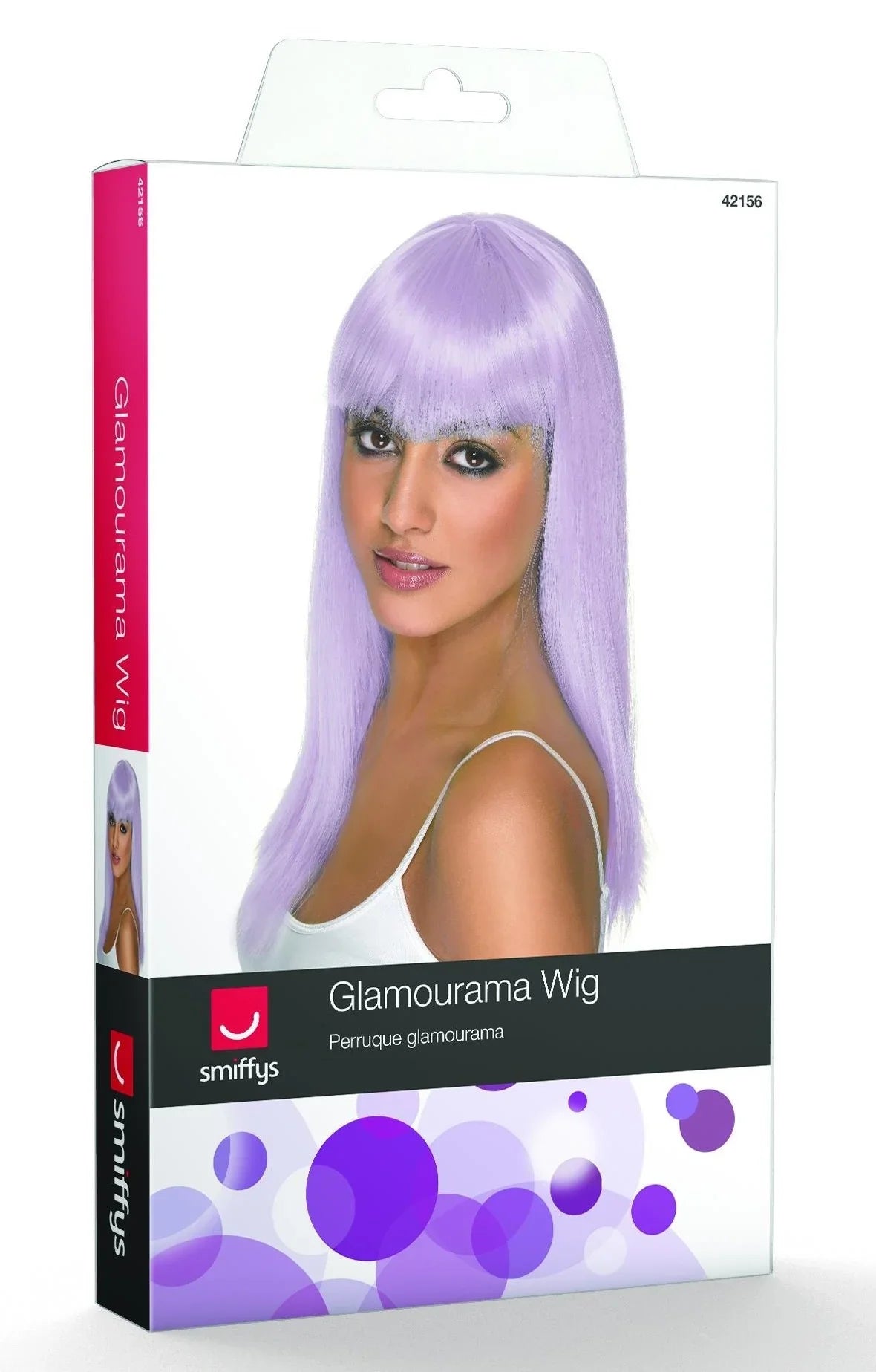 Peluca Lila Larga Lisa con Flequillo Pelucas Moradas Smiffys