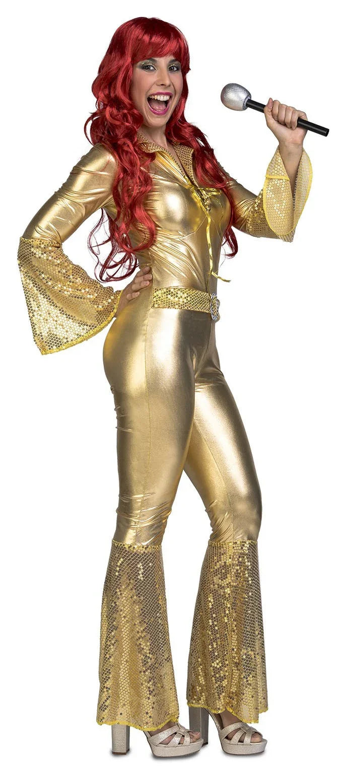 Disfraz Disco Dorado con Lentejuelas para Mujer Disco Viving
