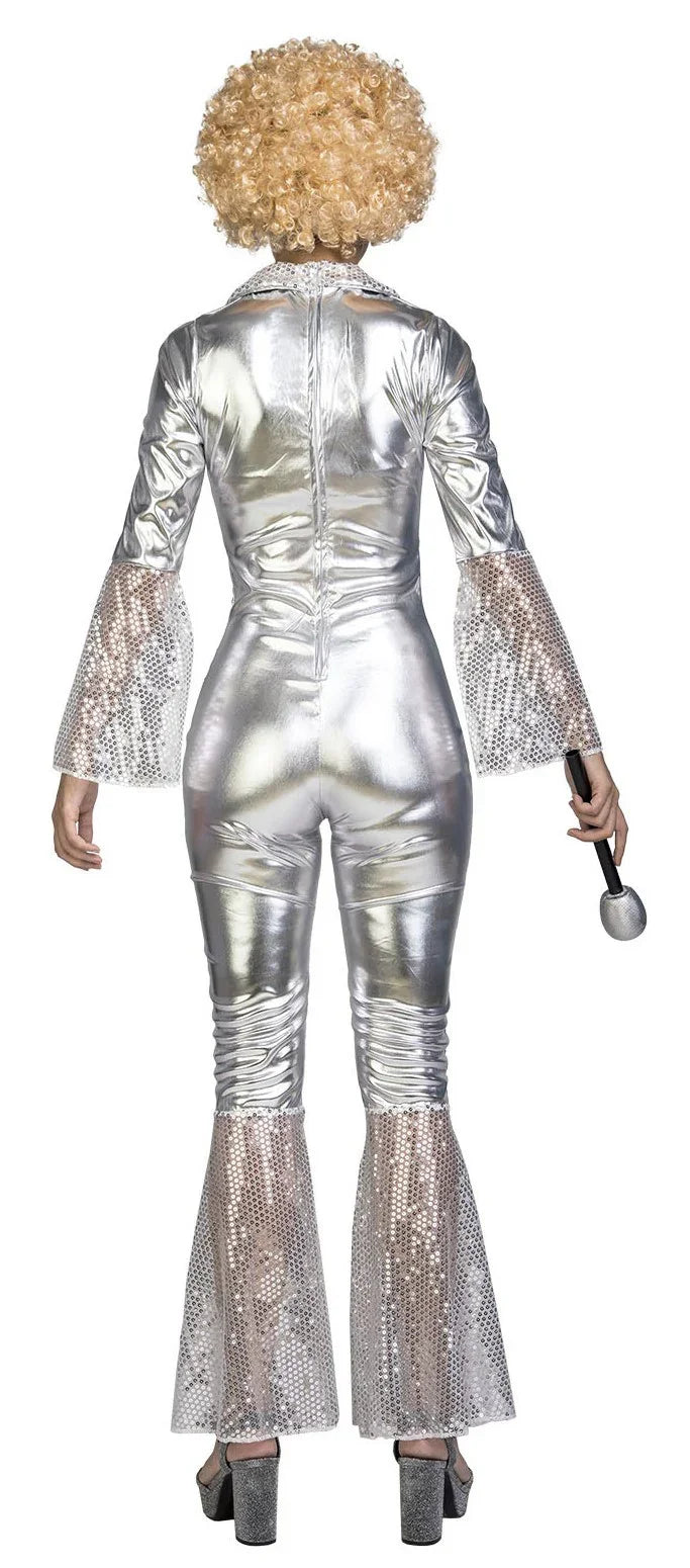 Disfraz Disco Plateado con Lentejuelas para Mujer Disco Viving