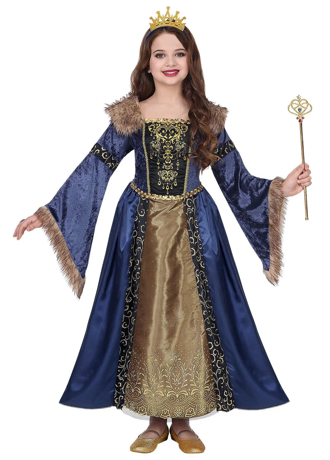Disfraz de Reina Medieval Elegante para Niña Reyes y Reinas Medievales Widmann