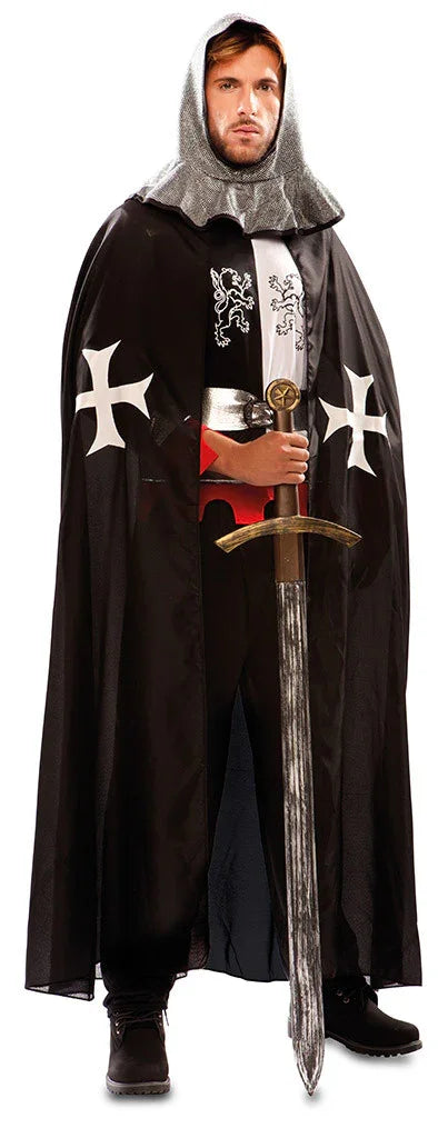 Capa Medieval Negra de Caballero Hospitalario Complementos Medievales EuroCarnavales