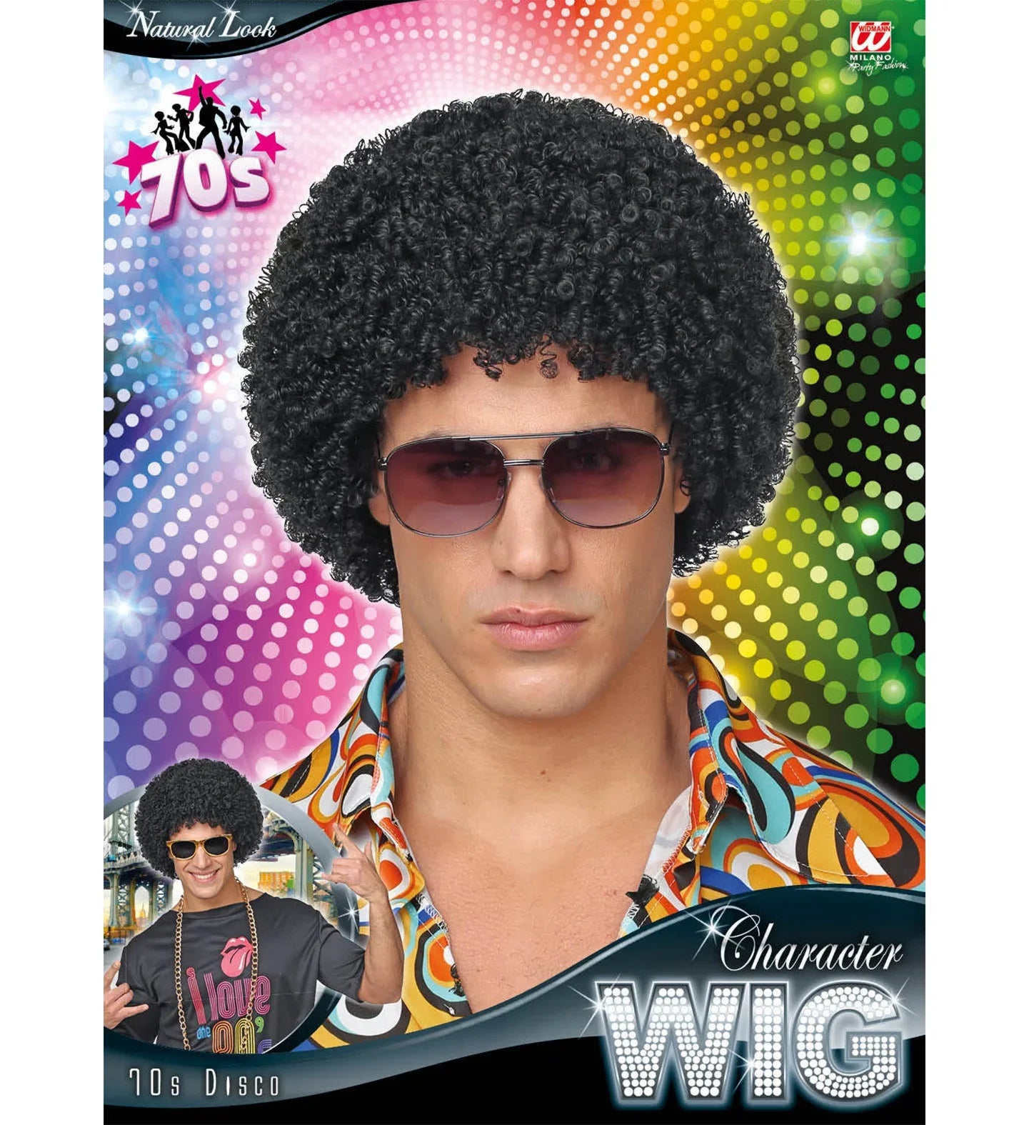 Peluca Afro Morena Estilo Disco Años 70 Complementos Años 60, 70, 80 Widmann