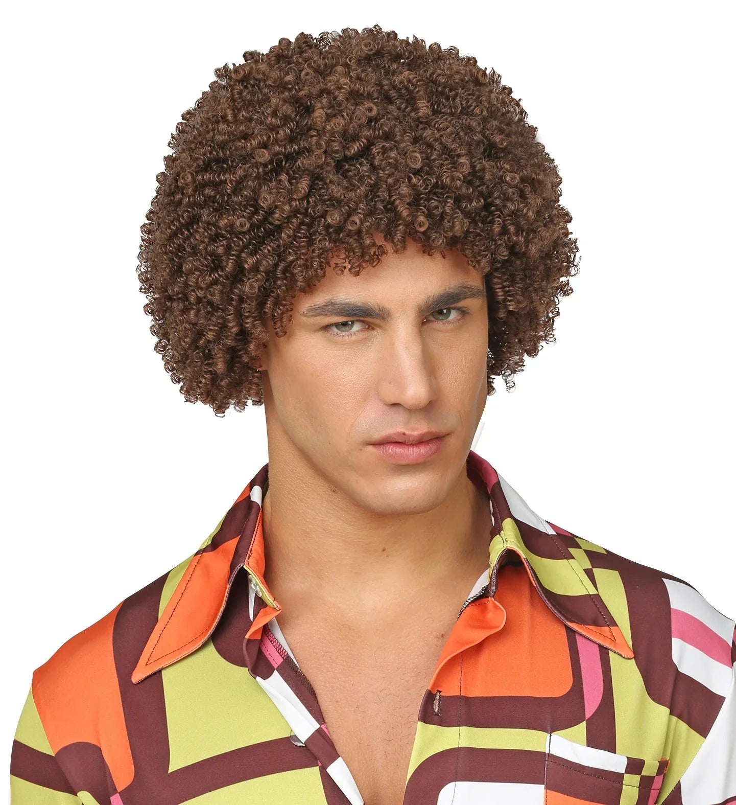 Peluca Disco Castaña Estilo Afro Complementos Años 60, 70, 80 Widmann