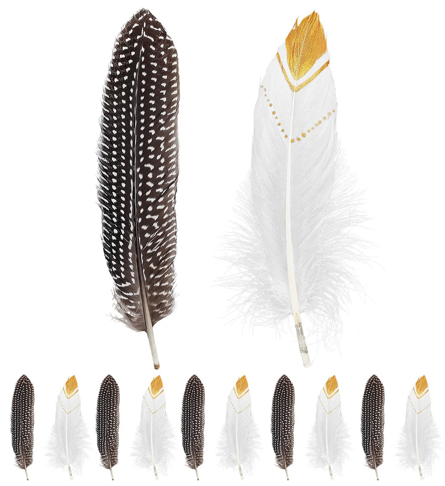 Set de Plumas de Indio Decoradas Blancas y Negras Complementos Indios Widmann