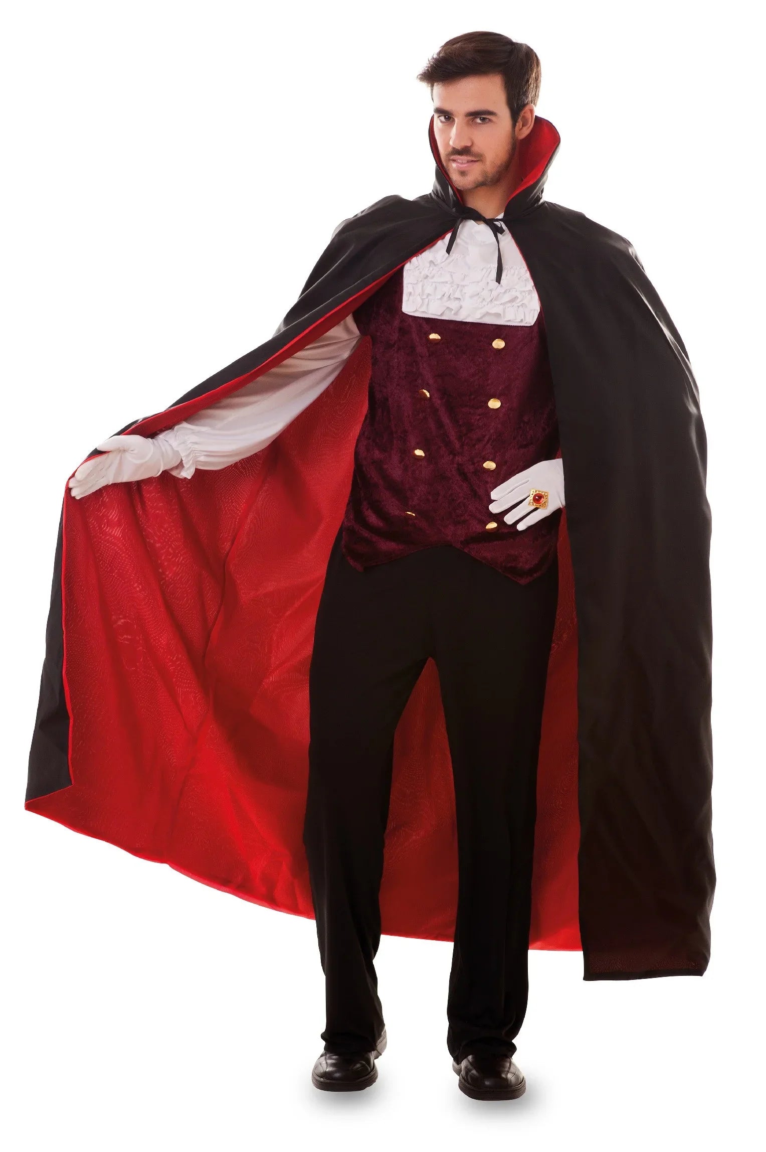 Capa de Vampiro Negra con Forro Rojo Reversible Accesorios Halloween EuroCarnavales