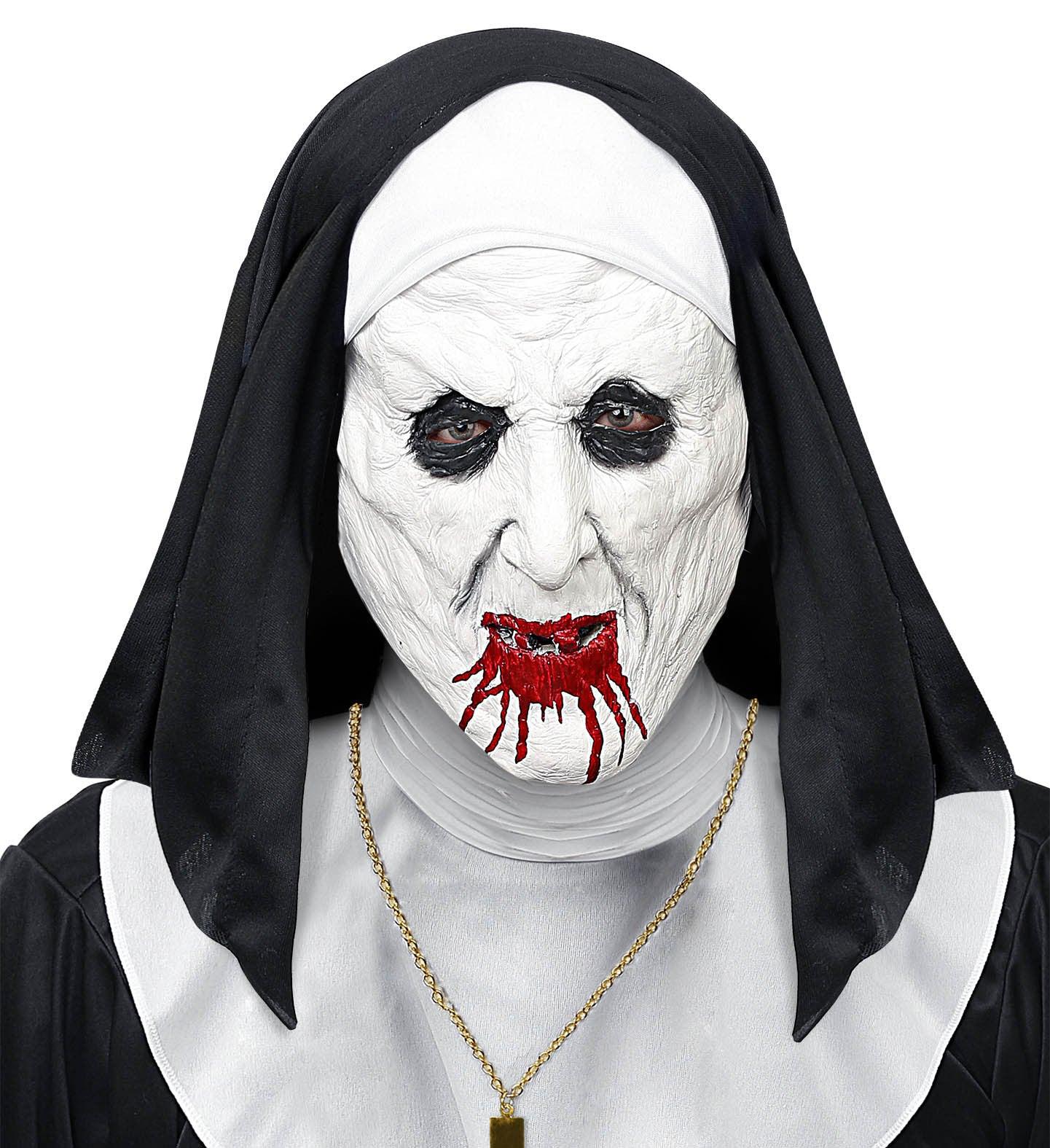Máscara de Monja Asesina de Látex con Tocado Máscaras Halloween Widmann