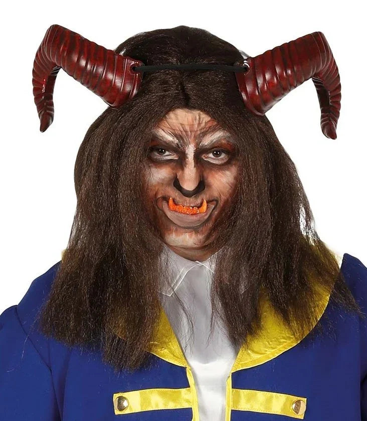 Peluca Castaña de La Bestia con Melena Larga La Bella y la Bestia Guirca