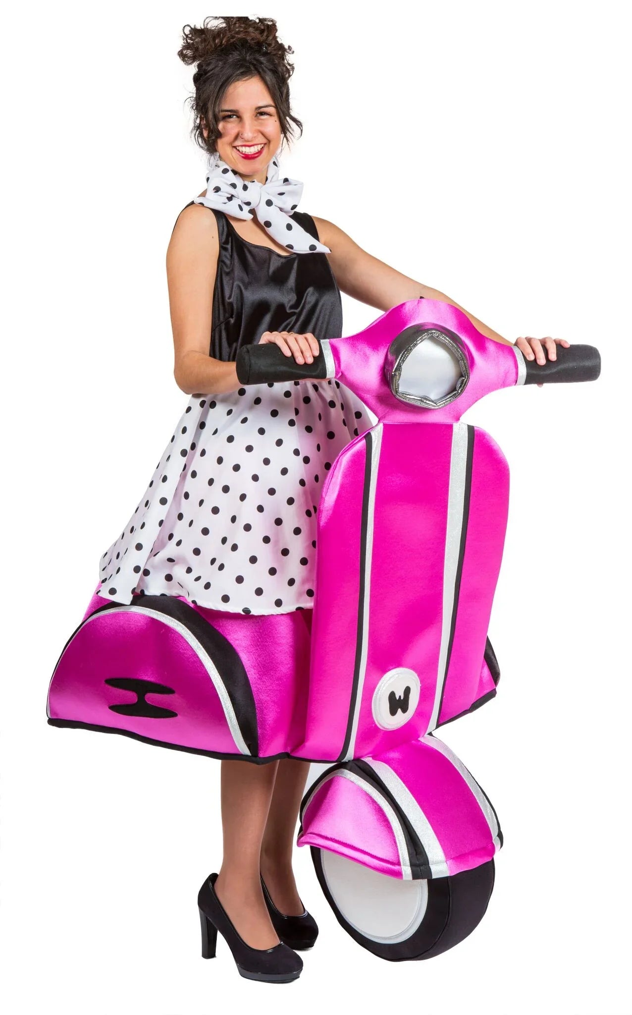 Disfraz de Chica Años 50 en Vespa Rosa para Mujer Grease - Años 40 y 50 Nines