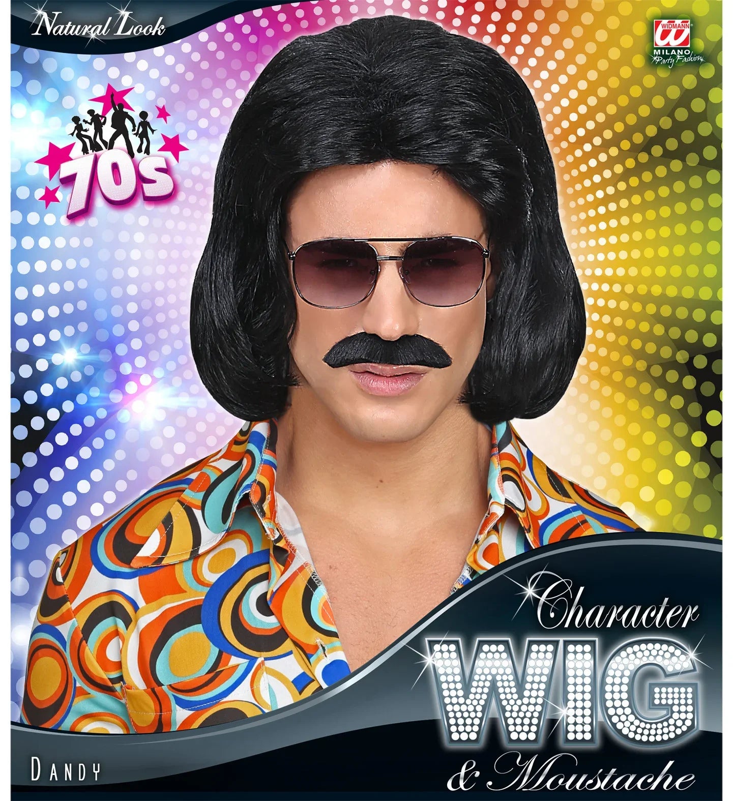 Peluca Morena Años 70 con Bigote Pelucas Morenas Widmann