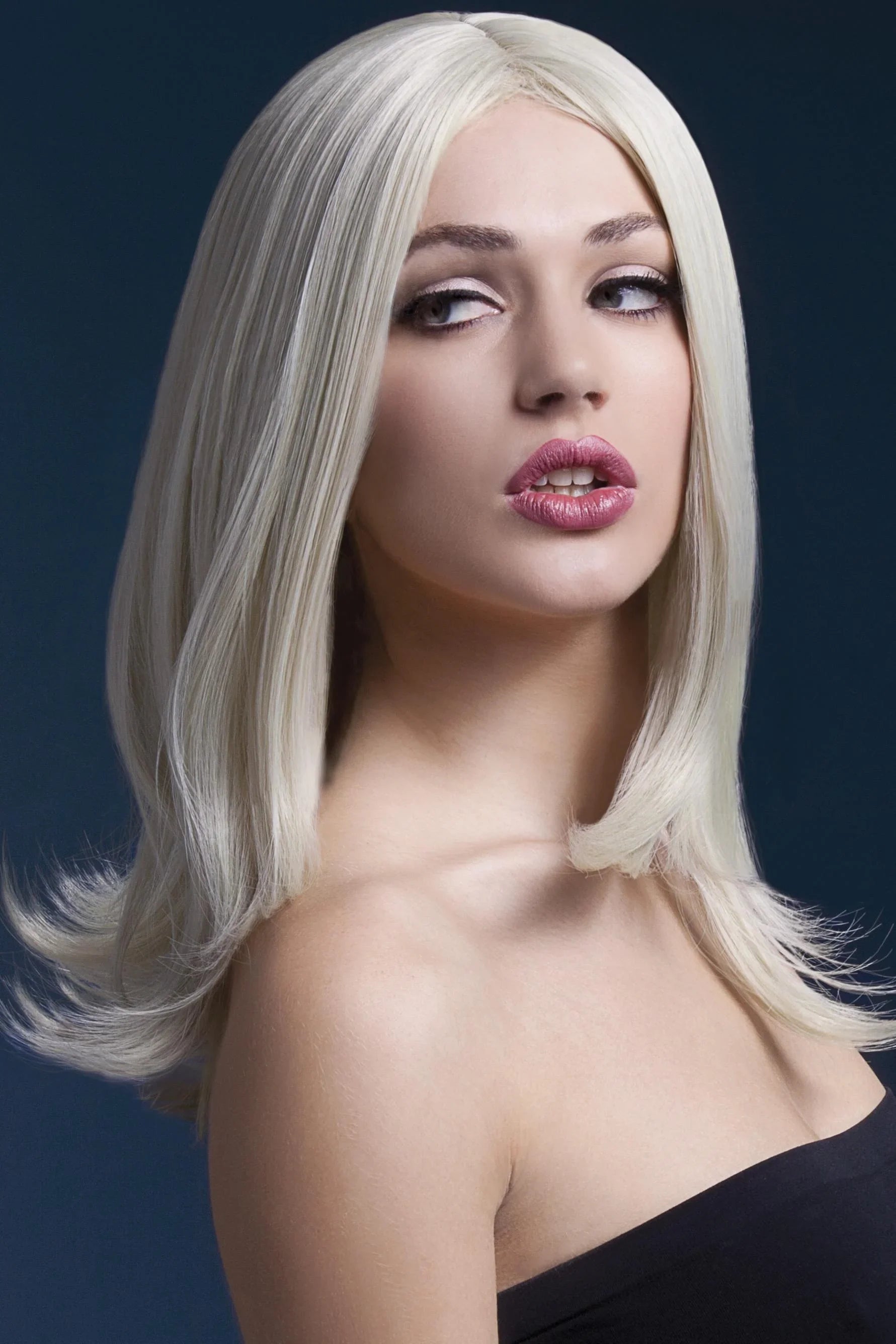 Peluca Rubia de Media Melena Premium Pelucas Rubias Smiffys