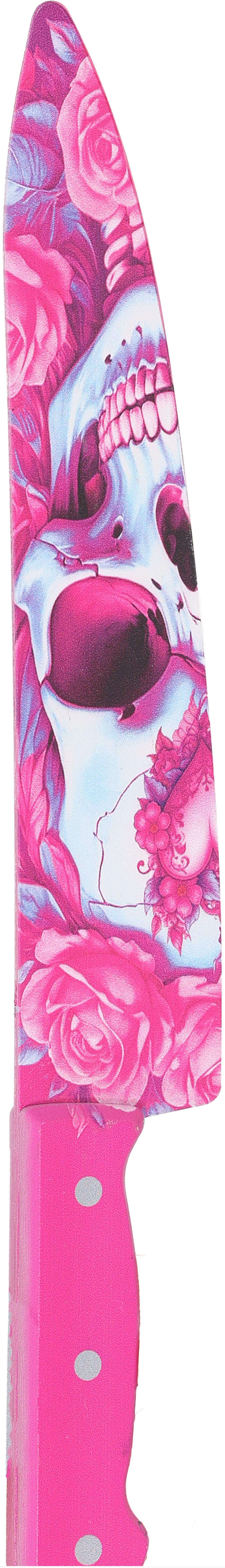 Couteau de tête de mort rose de 37 cm