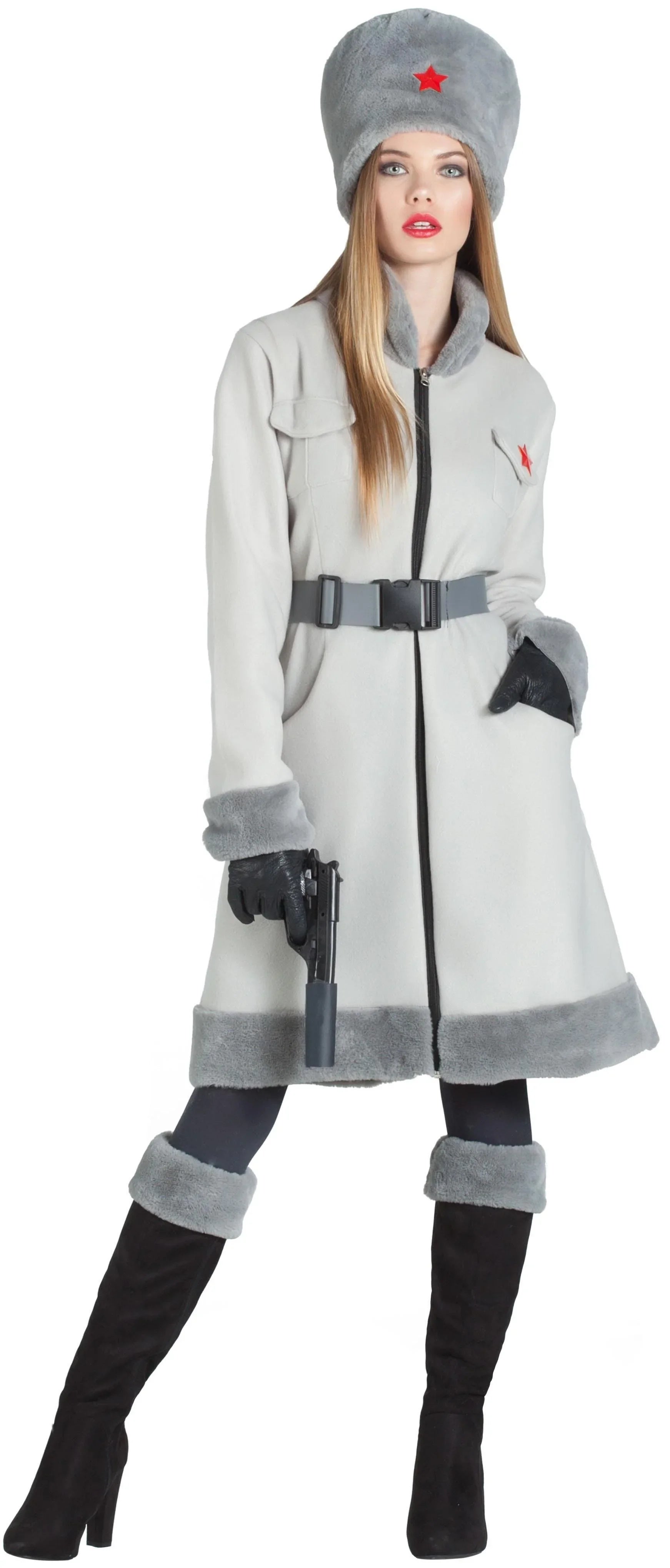Disfraz de Espía Rusa Gris para Mujer Rusos Kimokawaii