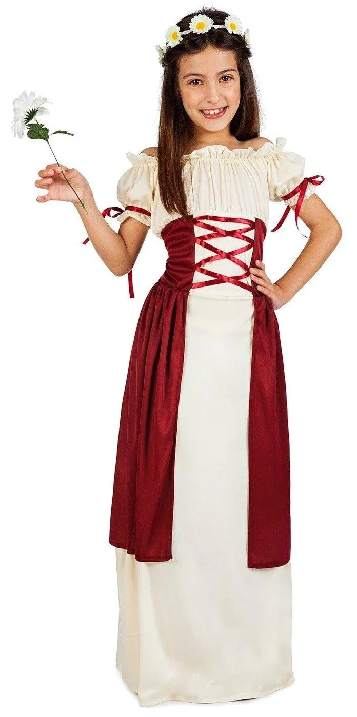 Disfraz de Doncella Medieval para Niña Princesas y Damas Medievales Kimokawaii