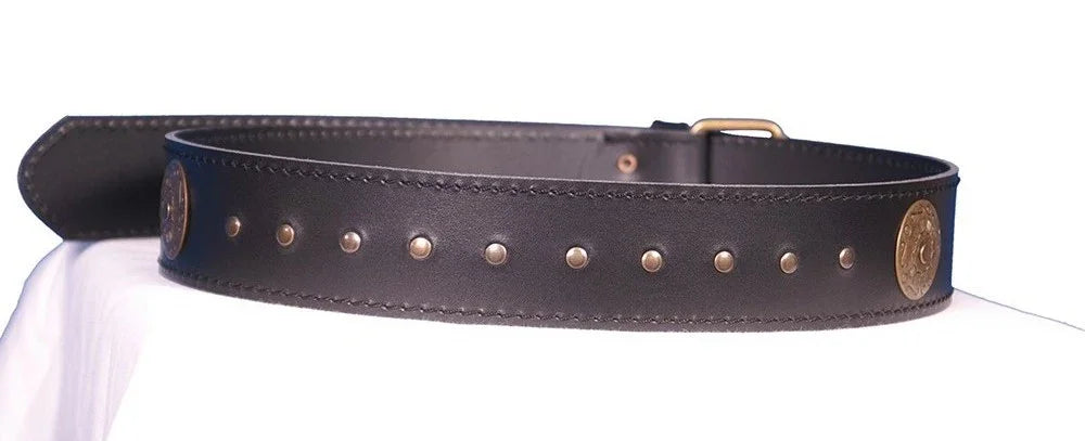 Cinturón Estrecho de Cuero con Decoración Metálica Cinturones Medieval Factory