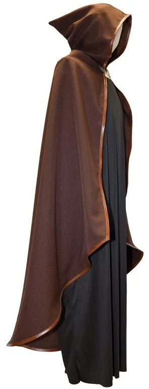 Capa Medieval Marrón con Capucha y Ribetes de Piel Complementos Medievales de Lujo Llopis