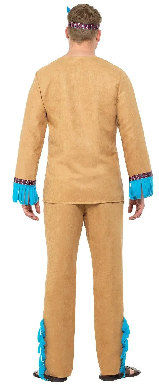 Disfraz de Indio Beige con Flecos para Hombre Indio Smiffys