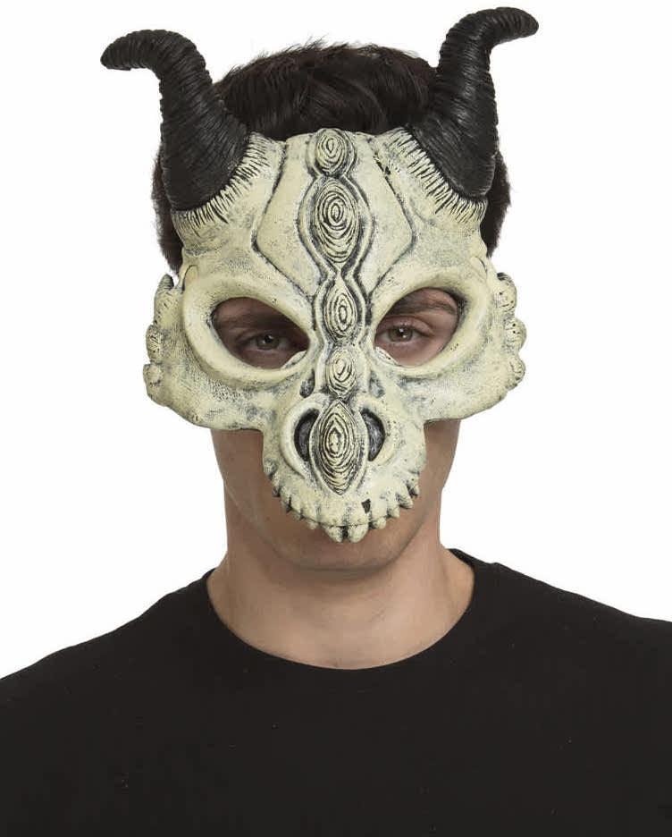 Máscara de Cráneo de Dragón con Cuernos Máscaras Halloween Viving
