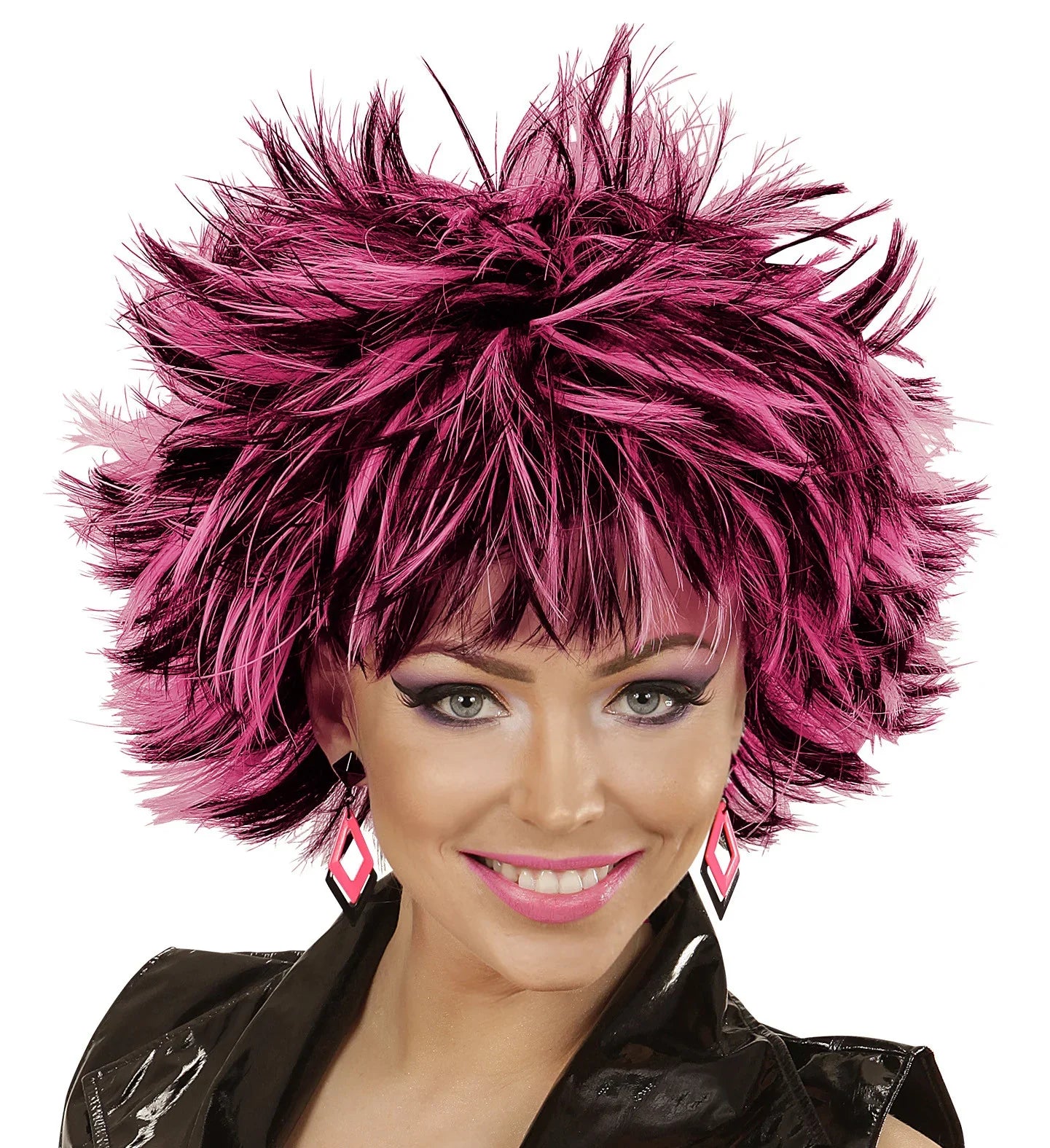 Peluca Rock con Mechas Fucsias y Negras Pelucas Widmann