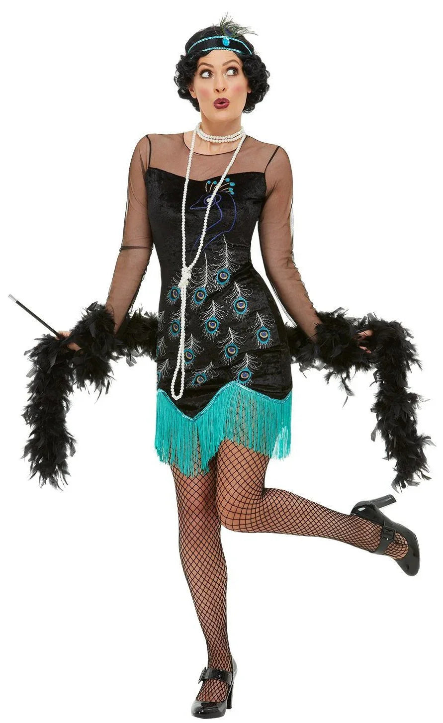 Disfraz de Charlestón Años 20 Pavo Real para Mujer Años 20 Charleston y Gangster Smiffys