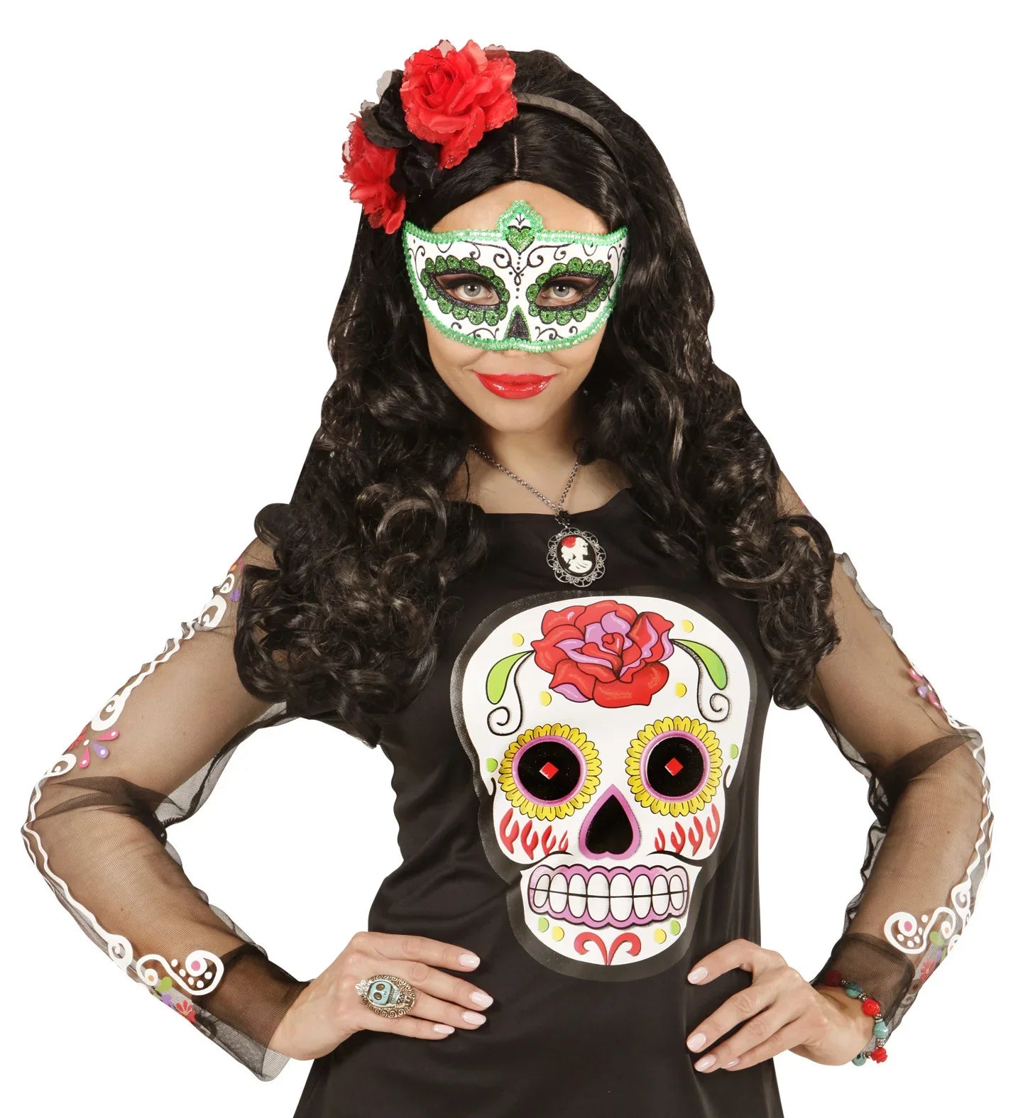 Antifaz de Catrina Muerte Mexicana Verde Catrina Widmann