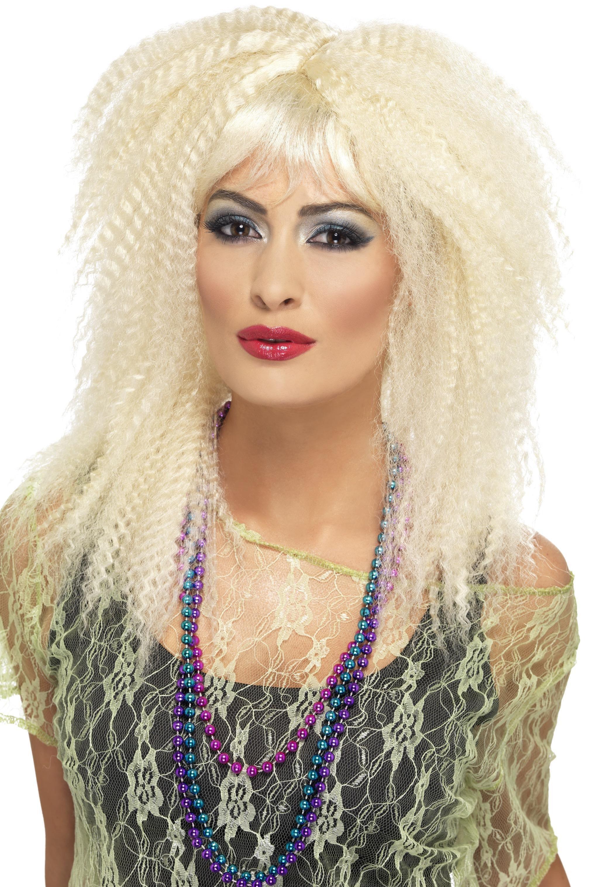 Peluca Rubia Años 80 Estilo Zig Zag Años 80 Smiffys