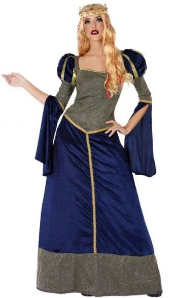 Disfraz de Duquesa Medieval Azul para Mujer Reyes y Reinas Medievales Atosa