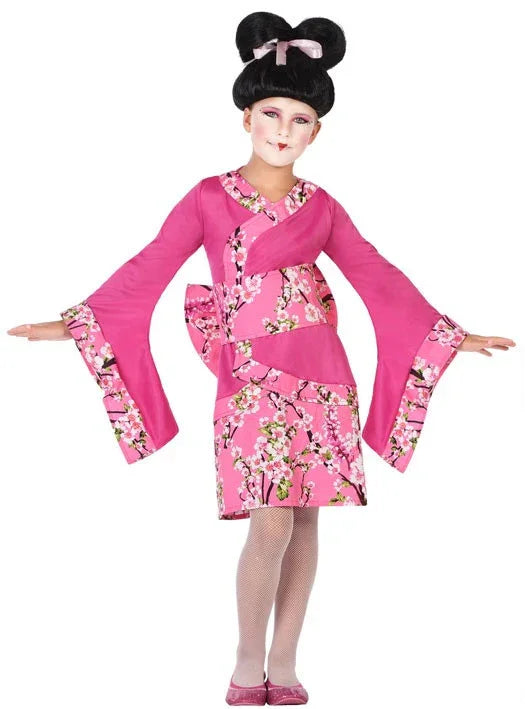 Disfraz de Geisha Japonesa Rosa para Niña Geishas Atosa
