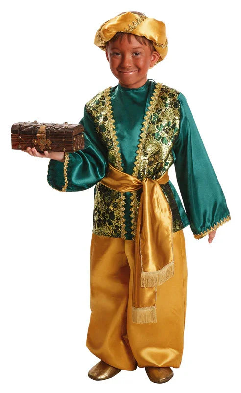 Disfraz de Paje Verde del Rey Baltasar Infantil Reyes Magos y Pajes El Rey del Carnaval