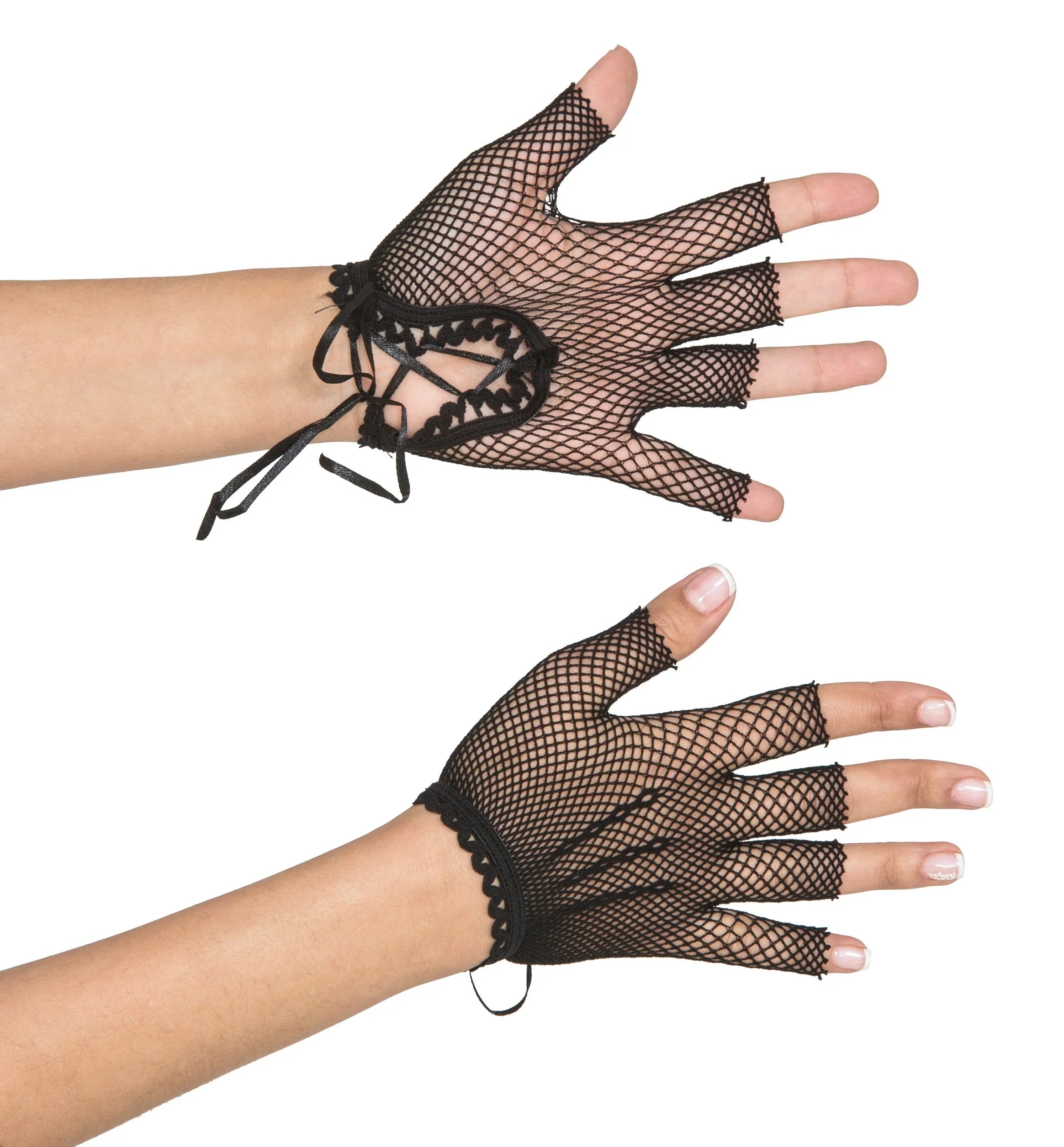 Guantes Negros de Red sin Dedos Guantes EuroCarnavales