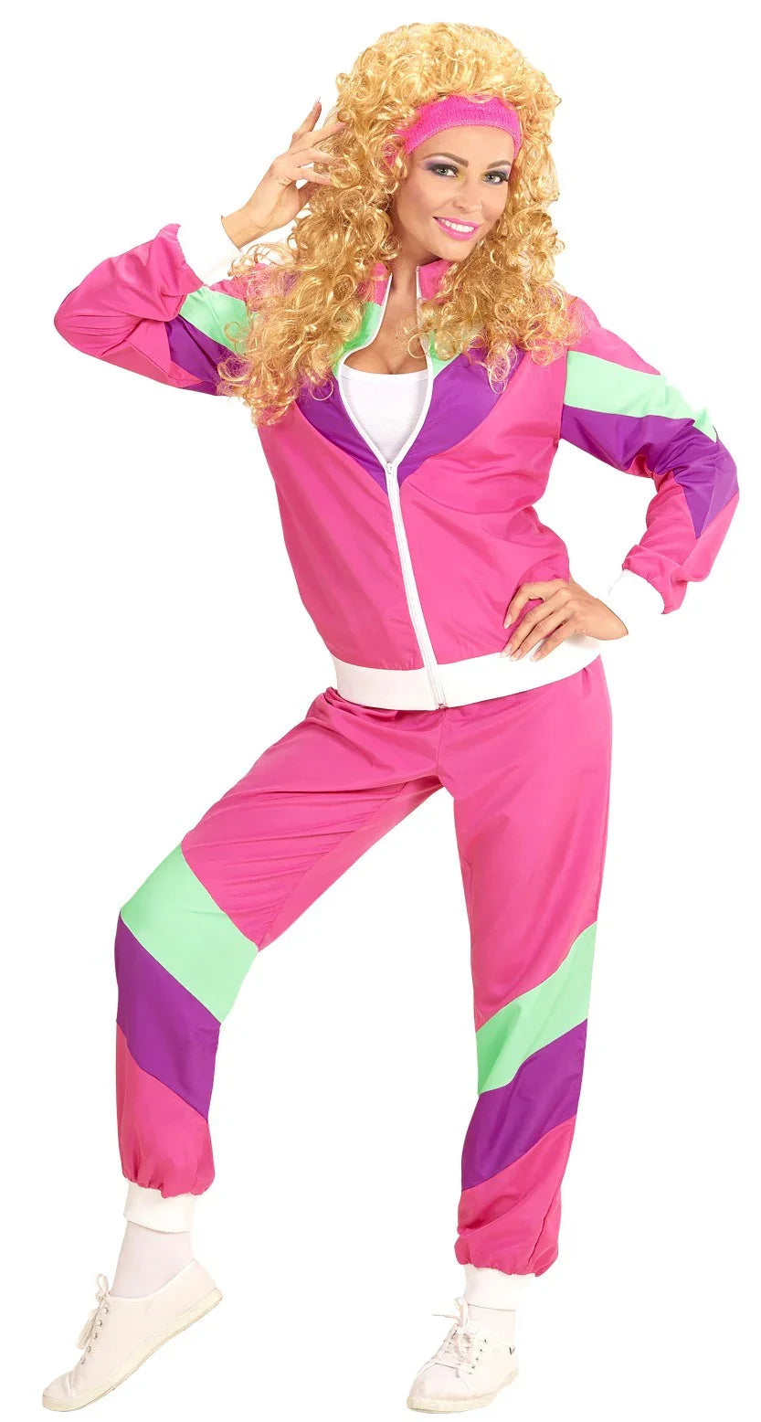 Disfraz Chándal de Táctel Rosa Años 80 para Mujer Chándales de Táctel Años 80 Widmann