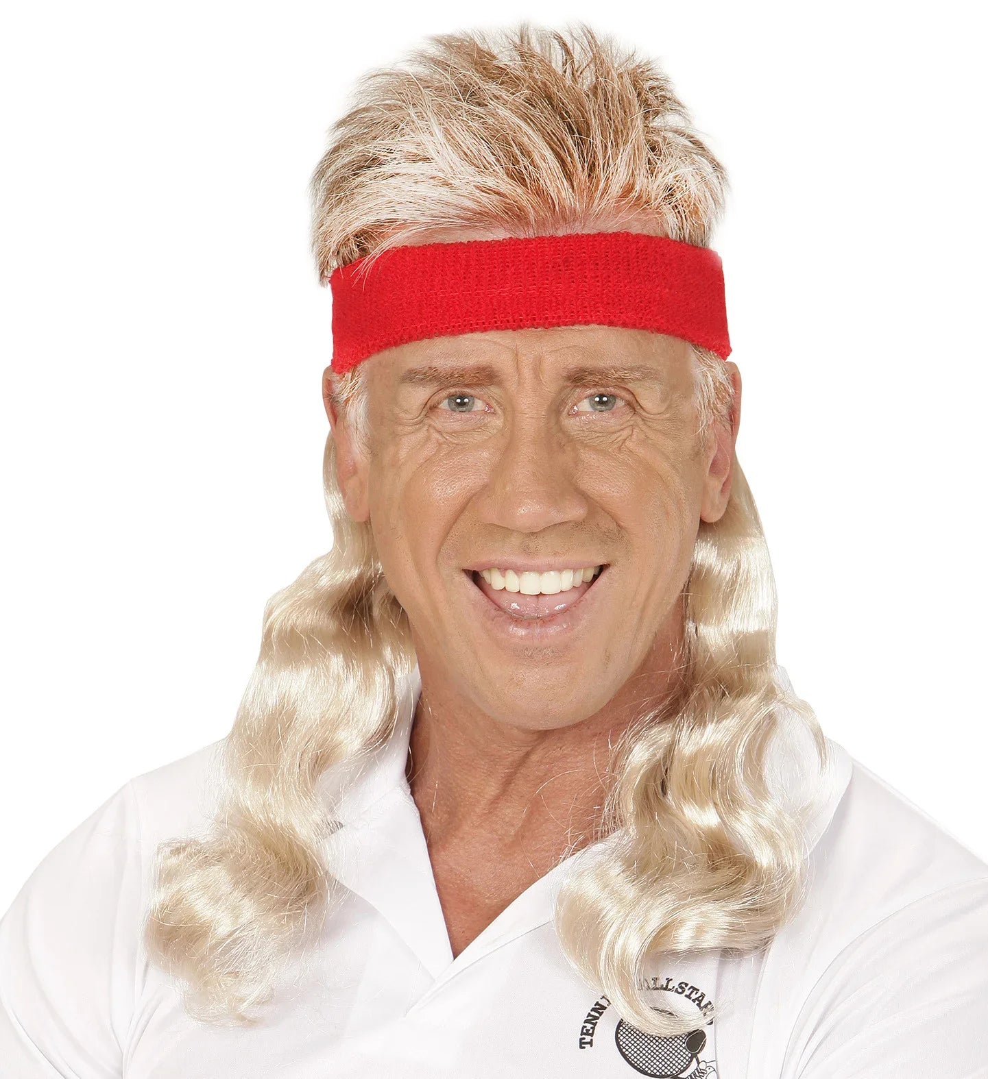 Bandana Roja Años 80 con Extensiones de Pelo Rubio Años 80 Widmann