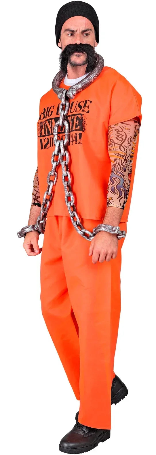 Disfraz de Preso Naranja Manga Corta para Hombre Preso Widmann