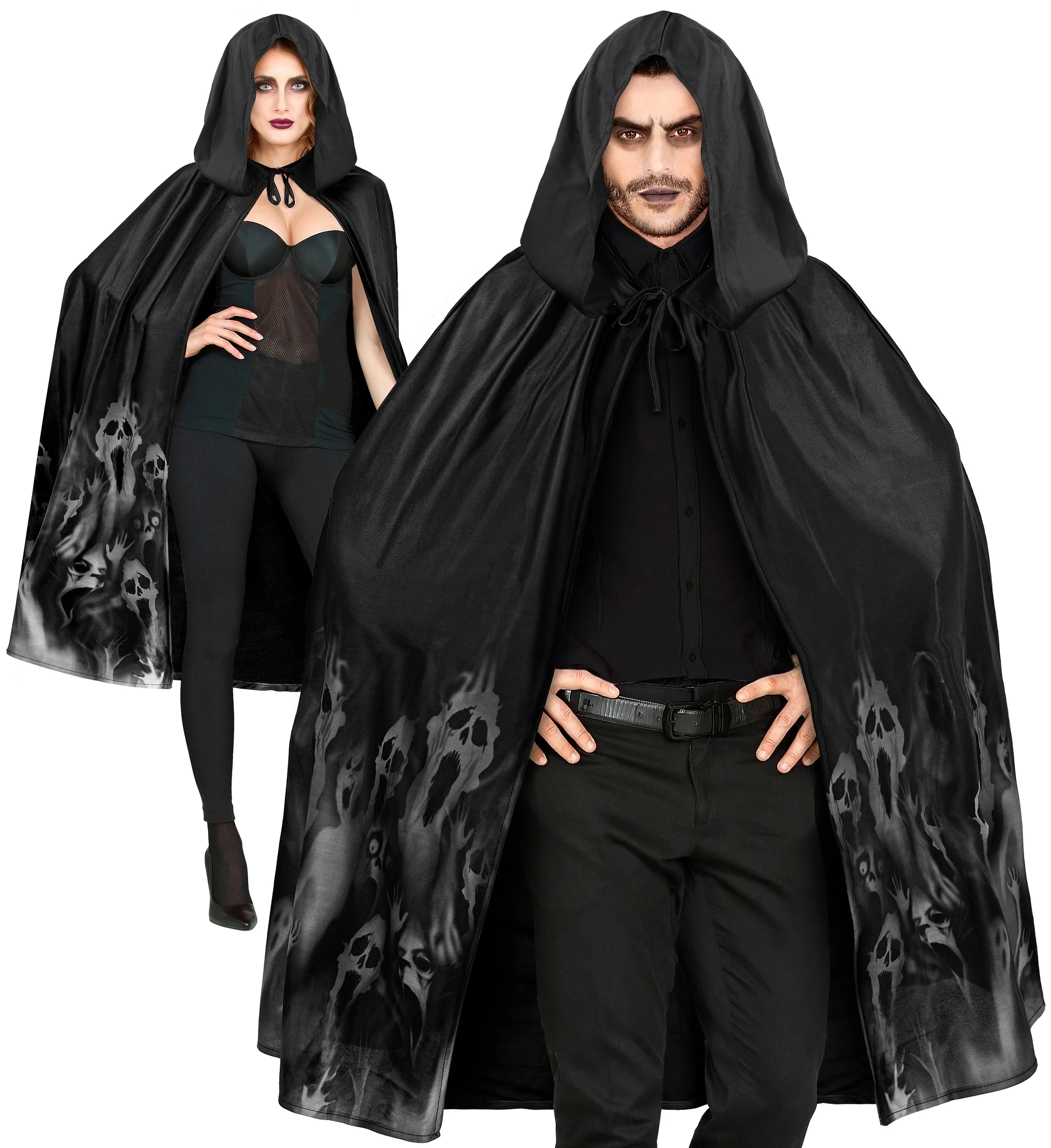 Capa con Capucha Negra con Fantasmas para Adulto Capas Widmann