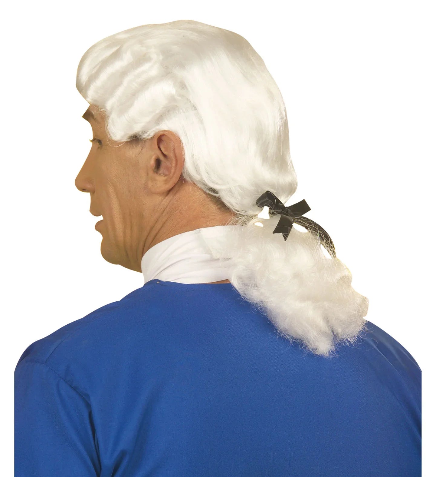 Peluca de Época Blanca con Coleta para Adulto Complementos Venecianos y de Época Widmann