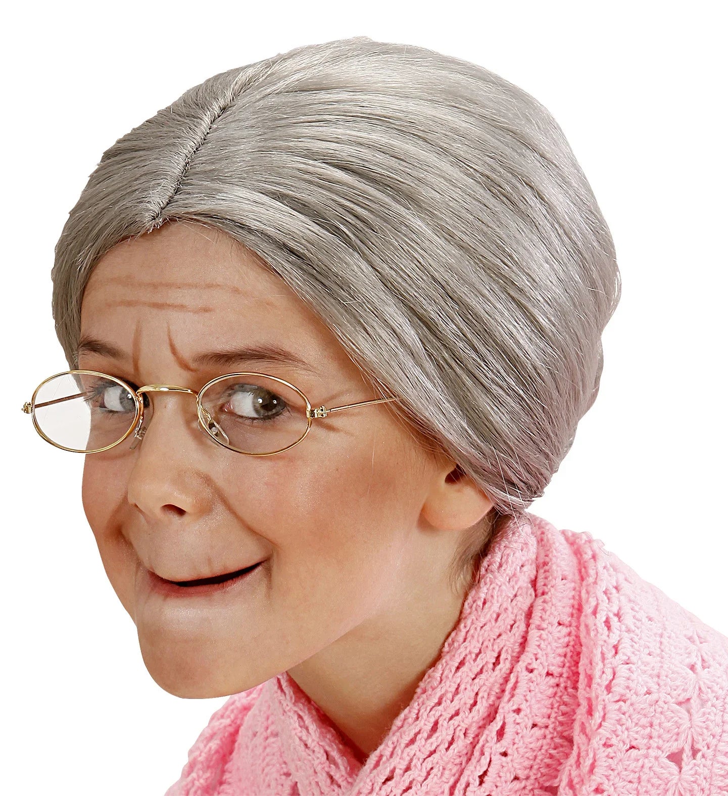 Peluca de Abuela Gris con Moño Infantil Pelucas Canosas Widmann