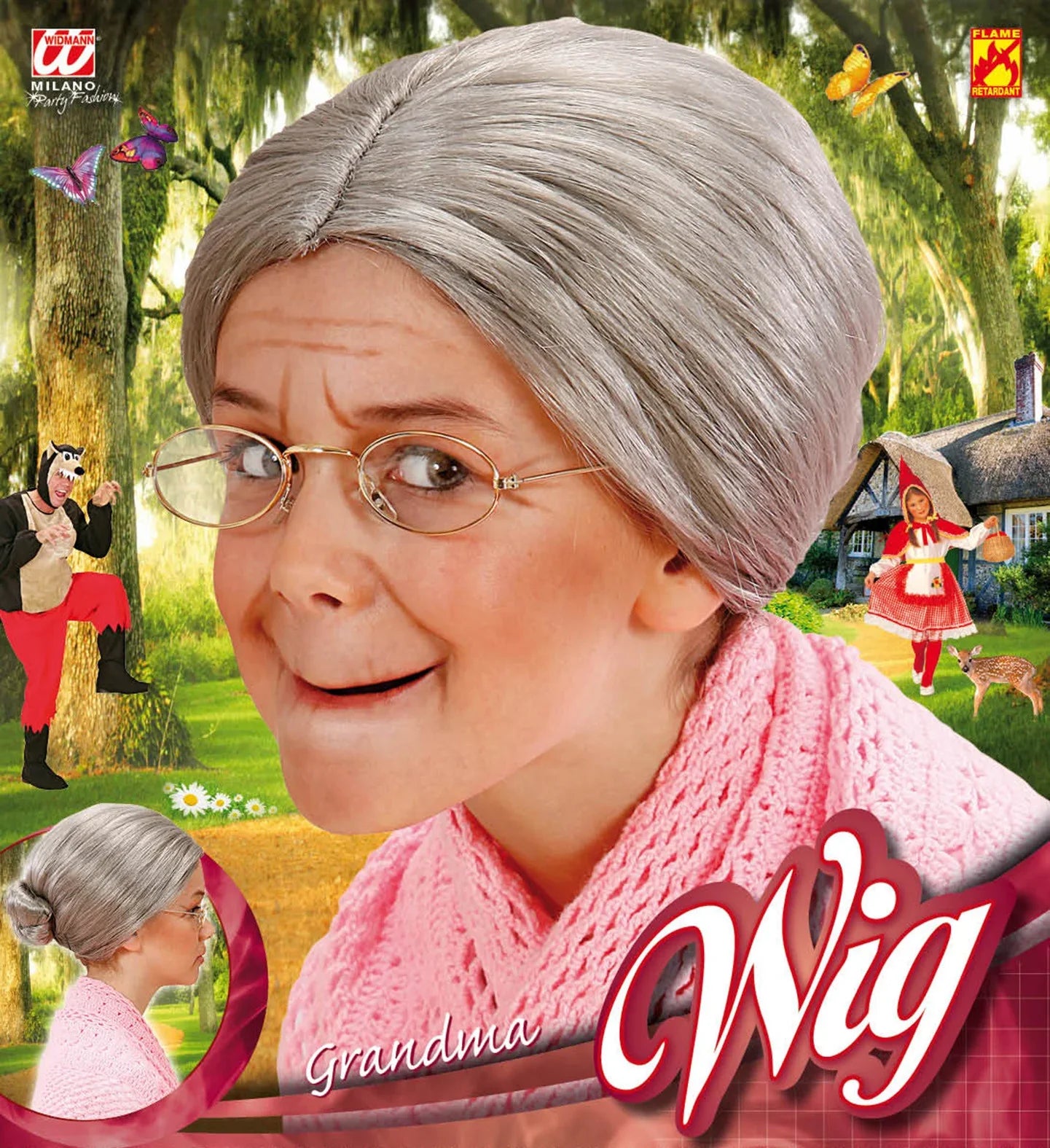 Peluca de Abuela Gris con Moño Infantil Pelucas Canosas Widmann