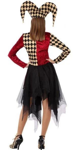 Disfraz de Arlequín Dorado y Rojo para Mujer Arlequines y Bufones Atosa